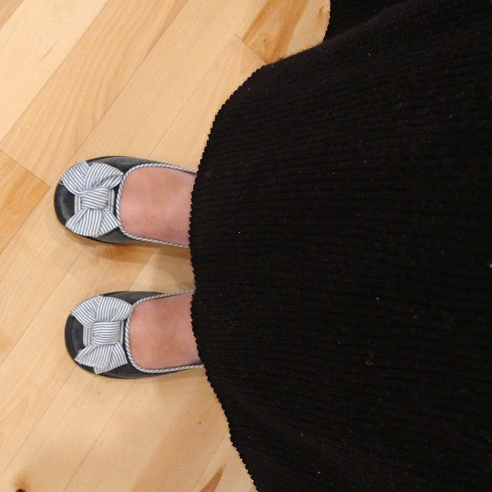 G21 chambray canva blue stripe bow flats size 10